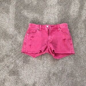 Hot pink Gap girls denim shorts light rip